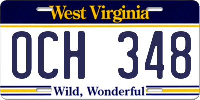 WV license plate OCH348