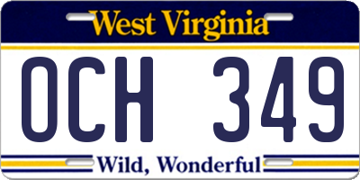 WV license plate OCH349