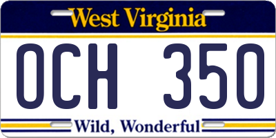 WV license plate OCH350