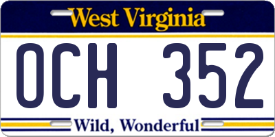 WV license plate OCH352