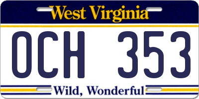 WV license plate OCH353