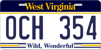 WV license plate OCH354