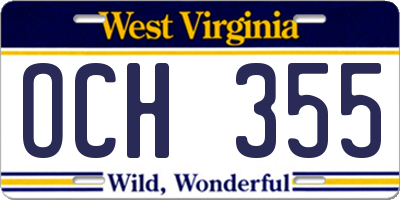 WV license plate OCH355