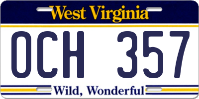 WV license plate OCH357