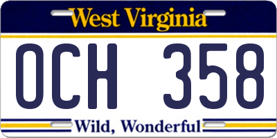 WV license plate OCH358