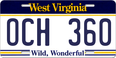WV license plate OCH360