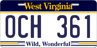 WV license plate OCH361