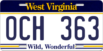 WV license plate OCH363