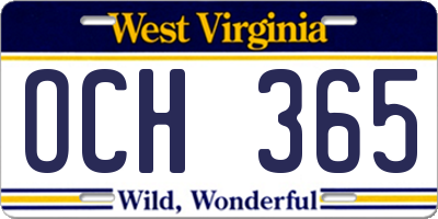 WV license plate OCH365