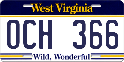 WV license plate OCH366