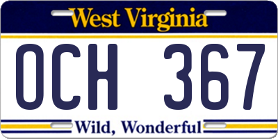 WV license plate OCH367