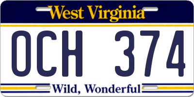 WV license plate OCH374