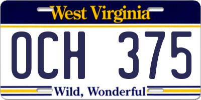 WV license plate OCH375