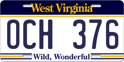 WV license plate OCH376