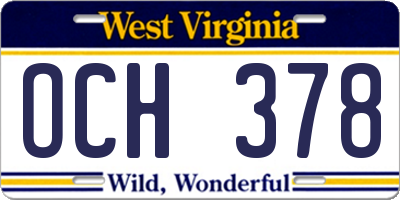 WV license plate OCH378