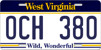 WV license plate OCH380