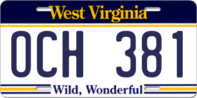 WV license plate OCH381