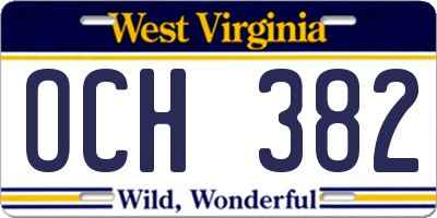 WV license plate OCH382