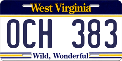 WV license plate OCH383