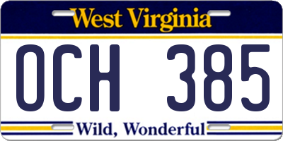 WV license plate OCH385