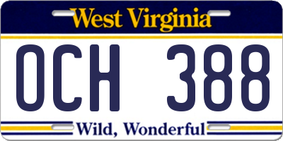 WV license plate OCH388