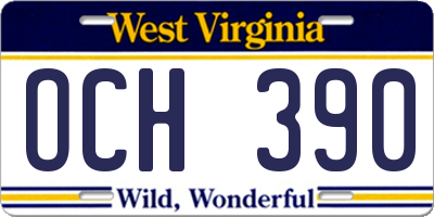 WV license plate OCH390