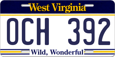 WV license plate OCH392