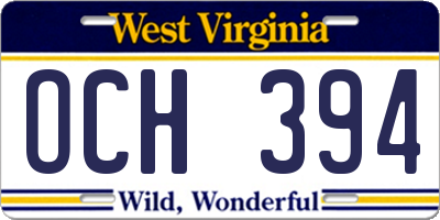 WV license plate OCH394