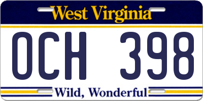 WV license plate OCH398