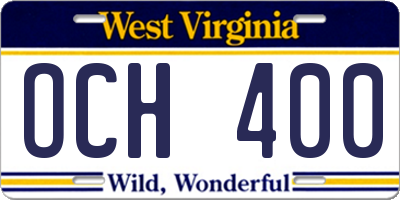 WV license plate OCH400