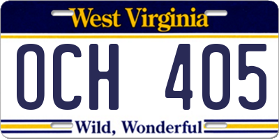 WV license plate OCH405