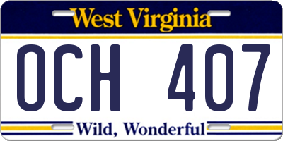 WV license plate OCH407