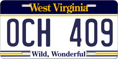 WV license plate OCH409