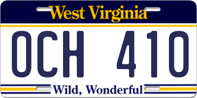 WV license plate OCH410