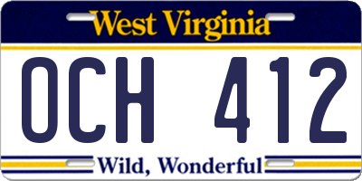 WV license plate OCH412