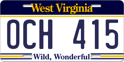 WV license plate OCH415