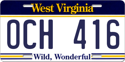 WV license plate OCH416