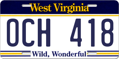 WV license plate OCH418