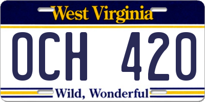 WV license plate OCH420