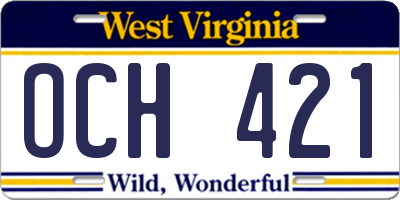 WV license plate OCH421