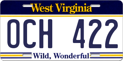 WV license plate OCH422