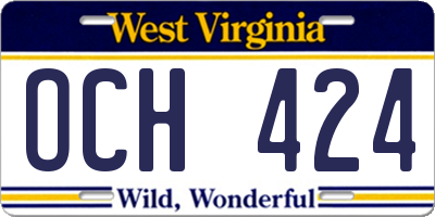 WV license plate OCH424