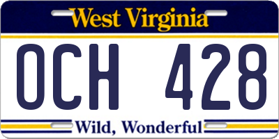 WV license plate OCH428