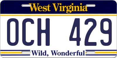 WV license plate OCH429