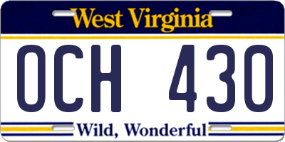 WV license plate OCH430