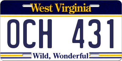 WV license plate OCH431