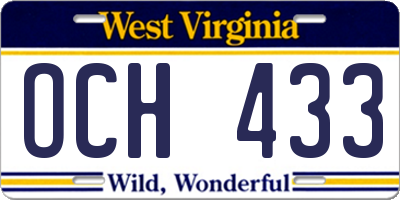WV license plate OCH433