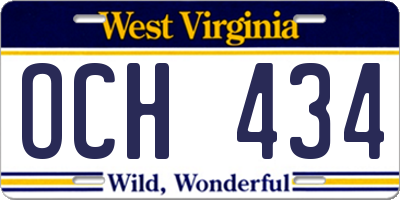 WV license plate OCH434