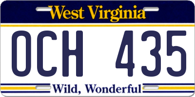 WV license plate OCH435