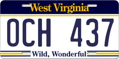 WV license plate OCH437